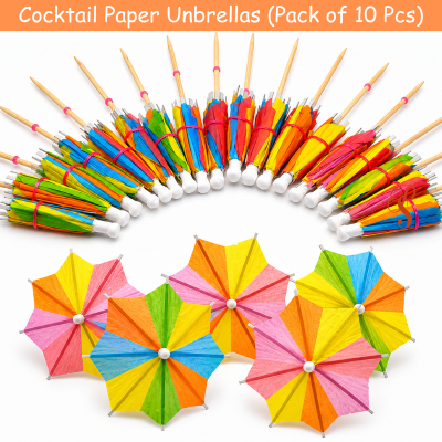 Mini Cocktail Drink Umbrellas Multicolor Paper Parasols for Cocktails Juices and Desserts 10 Pcs