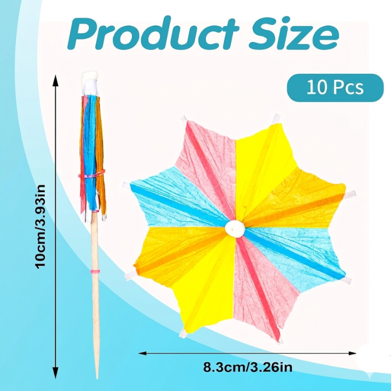 Mini Cocktail Drink Umbrellas Multicolor Paper Parasols for Cocktails Juices and Desserts 10 Pcs