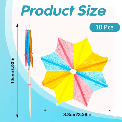 Mini Cocktail Drink Umbrellas Multicolor Paper Parasols for Cocktails Juices and Desserts 10 Pcs