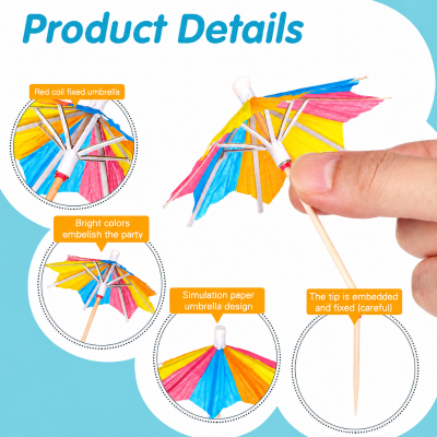 Mini Cocktail Drink Umbrellas Multicolor Paper Parasols for Cocktails Juices and Desserts 10 Pcs