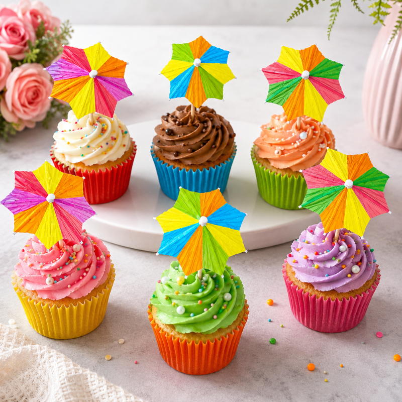 Mini Cocktail Drink Umbrellas Multicolor Paper Parasols for Cocktails Juices and Desserts 10 Pcs