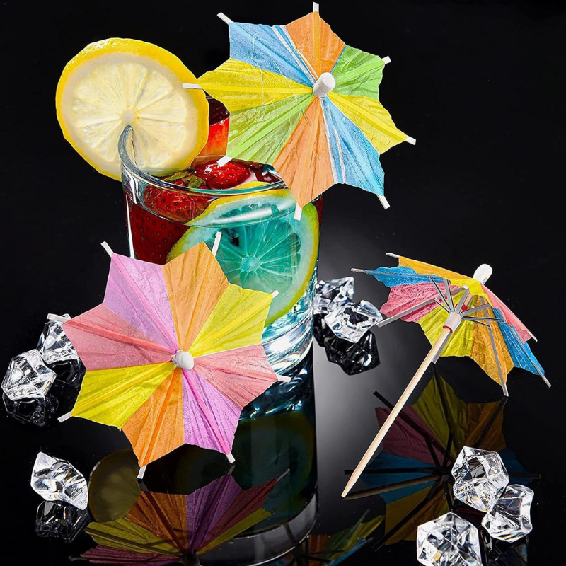 Mini Cocktail Drink Umbrellas Multicolor Paper Parasols for Cocktails Juices and Desserts 10 Pcs
