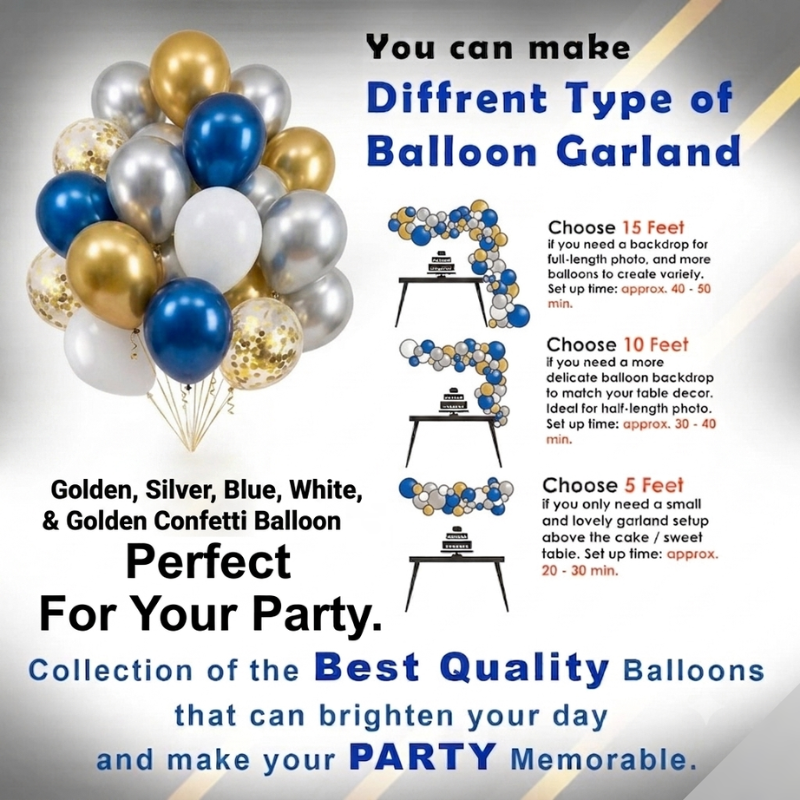 Welcome Home Balloon Garland Kit Blue Gold and Silver Party Decoration Set with Foil Fringe Curtain 86 Pcs