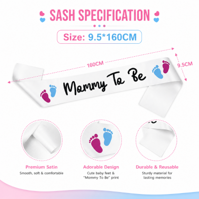 Mommy To Be Baby Shower Sash for Expecting Mother Party Celebrations 1 Pcs