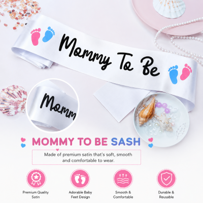 Mommy To Be Baby Shower Sash for Expecting Mother Party Celebrations 1 Pcs