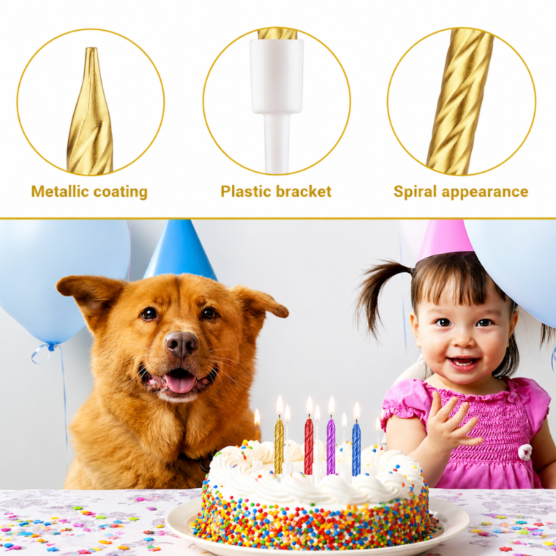 Metallic Spiral Cake Candles for Birthday Anniversary and Party Celebrations 10 Pcs