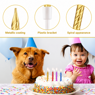 Metallic Spiral Cake Candles for Birthday Anniversary and Party Celebrations 10 Pcs