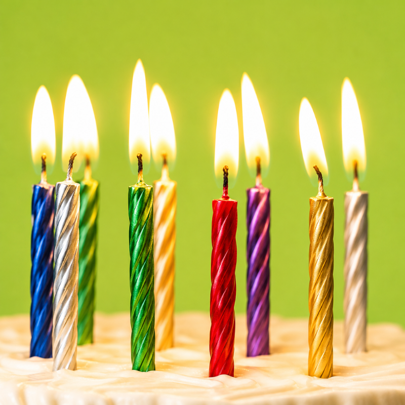 Metallic Spiral Cake Candles for Birthday Anniversary and Party Celebrations 10 Pcs