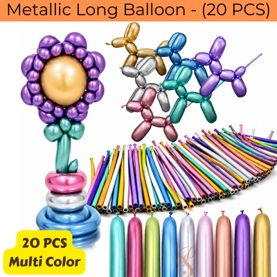 Metallic Long Twisting Balloons Colorful Magic Balloons for Decoration and Balloon Art 20 Pcs