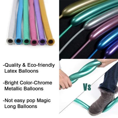 Metallic Long Twisting Balloons Colorful Magic Balloons for Decoration and Balloon Art 20 Pcs
