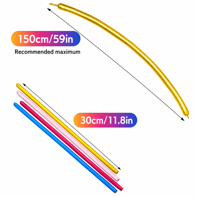Metallic Long Twisting Balloons Colorful Magic Balloons for Decoration and Balloon Art 20 Pcs