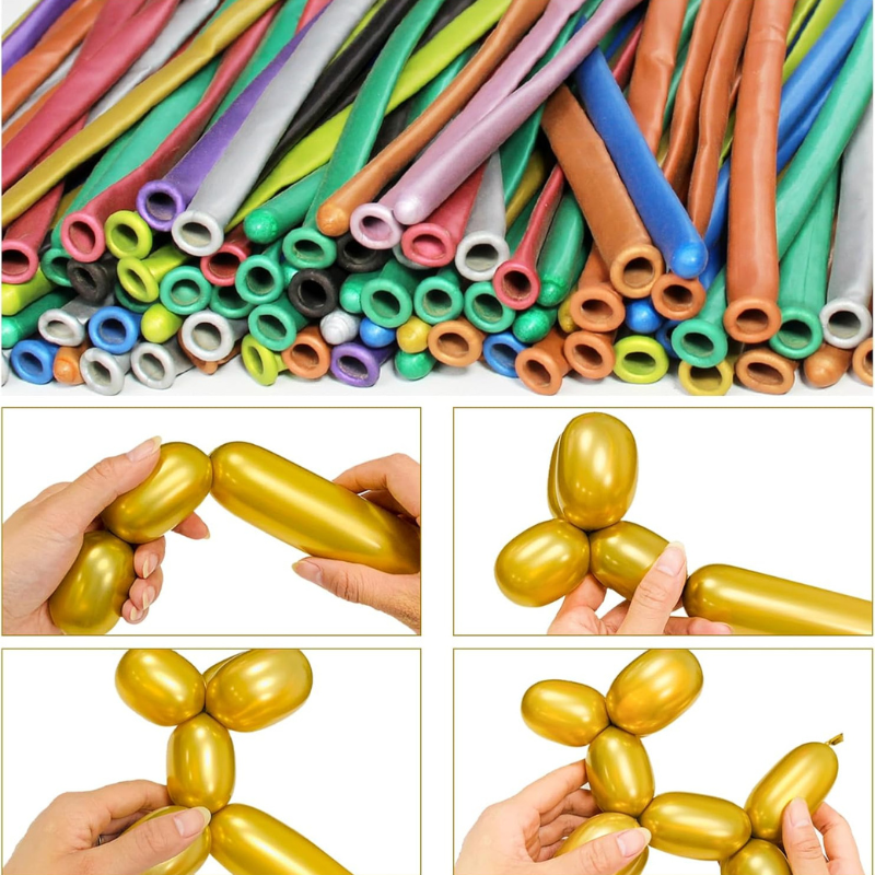 Metallic Long Twisting Balloons Colorful Magic Balloons for Decoration and Balloon Art 20 Pcs