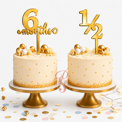 Half Birthday Cake Topper for 6 Months Birthday and Half Way to One Celebration 1 Pc