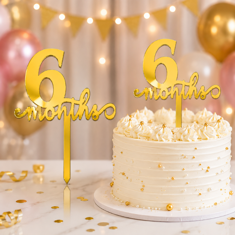 Half Birthday Cake Topper for 6 Months Birthday and Half Way to One Celebration 1 Pc