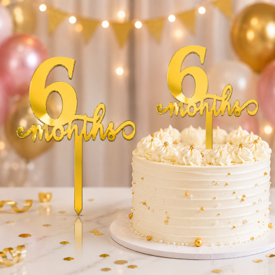 Half Birthday Cake Topper for 6 Months Birthday and Half Way to One Celebration 1 Pc