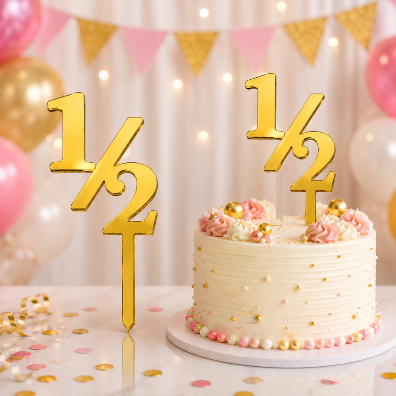 Half Birthday Cake Topper for 6 Months Birthday and Half Way to One Celebration 1 Pc