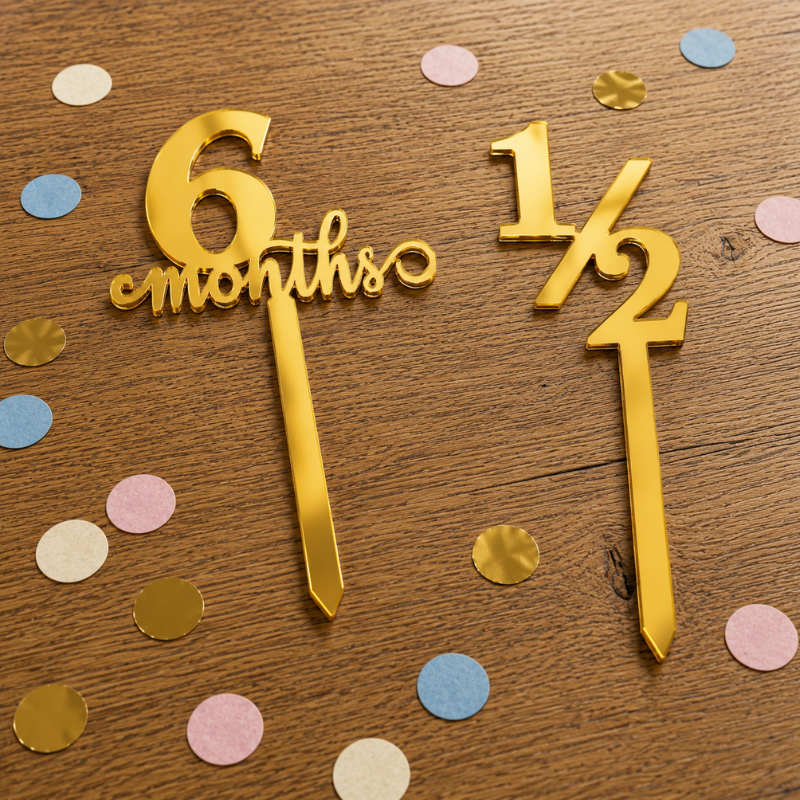 Half Birthday Cake Topper for 6 Months Birthday and Half Way to One Celebration 1 Pc