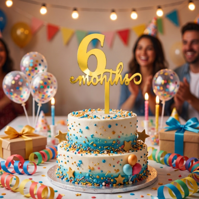 Half Birthday Cake Topper for 6 Months Birthday and Half Way to One Celebration 1 Pc