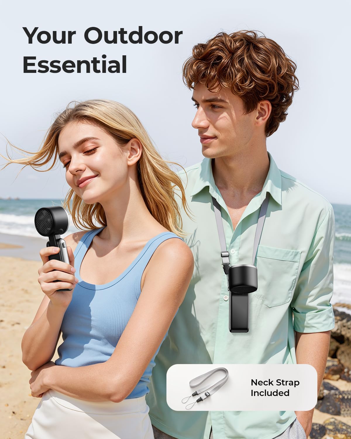 Picture of Turbo Mini High-Speed Handheld Fan with Smart Digital Display, 5 Wind Speeds & Rechargeable Battery