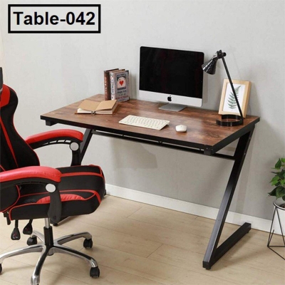 Picture of Modern Design Z Shape Computer Desk - Gaming Desk For Home-Black & Prome Teak