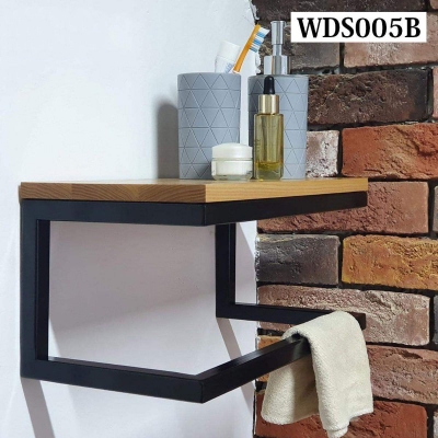 Picture of Bathroom Shelf With Towel Rack-Black