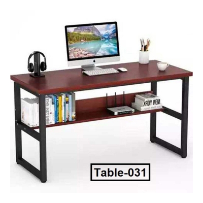 Picture of Computer Table with Shelf (T031)Full White, White & Maple, Black & Burma Teak, Black & Mahogany