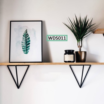 Picture of Wall Shelf with two metal brackets-Black