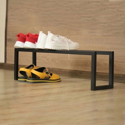 Picture of Metal Shelf For Storing Shoes, Loft Shoe Rack, Metal Shoe Industrial Metal SR1001-Black