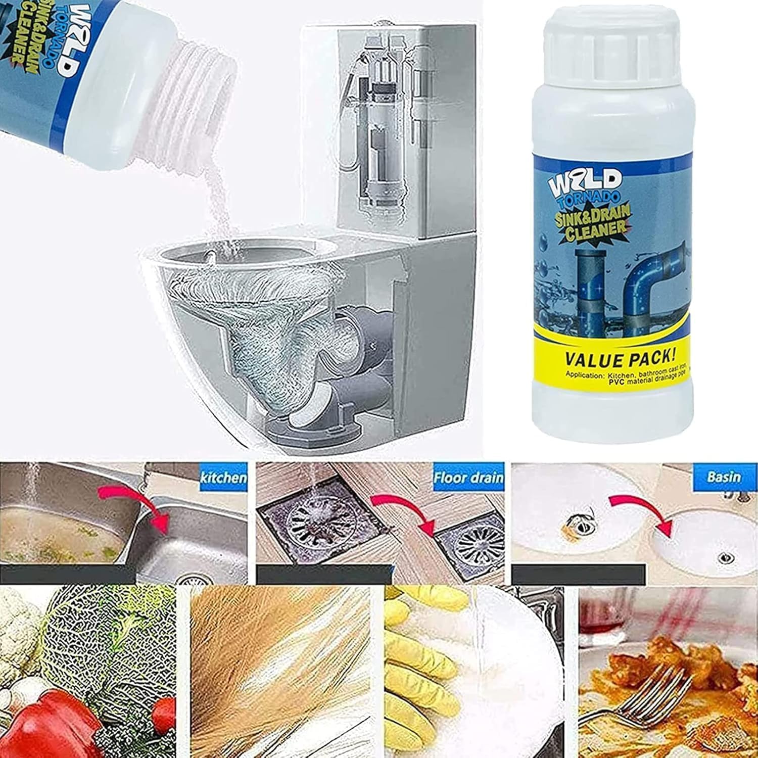 Picture of Powerful Sink & Drain Cleaning Powder – Unblocks Clogged Pipes Instantly - 1pcs
