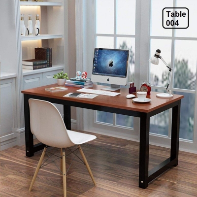 Picture of Executive Computer Table Steel & boardBlack & Cherry Light, White & Black