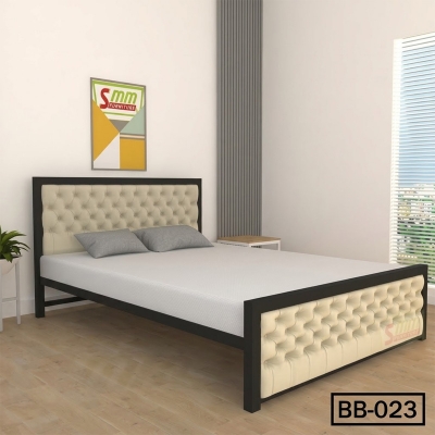 Picture of Double Metal Bed Latest Design For Bedroom - 023Black & Off-White, White & Green, Golden & Off-White, White & Off-White