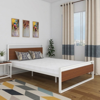 Picture of Board & Steel Queen Size Bed 039White, Black
