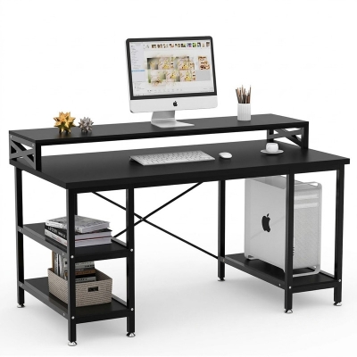 Picture of Computer Desk with Storage Shelves CT-1530-Full Black