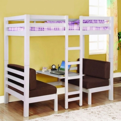 Picture of Modern Design Steel Bunk Bed with Desk SBB-2309-White