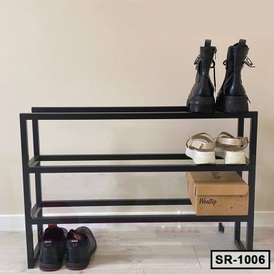 Picture of Shoe storage, Entryway Organization for shoes, Metal Shoe Rack, 3 tier shoe rack, Hallway furniture SR 1006-Black