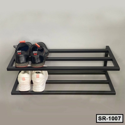 Picture of 2 Tier shoe rack, Industrial metal shoe shelf, Wall mount shoe rack SR 1007-Black