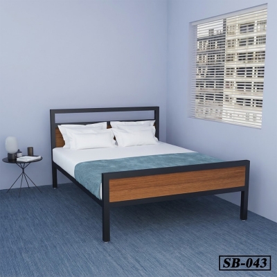 Picture of Board & Steel Simple Double Bed 043-Black
