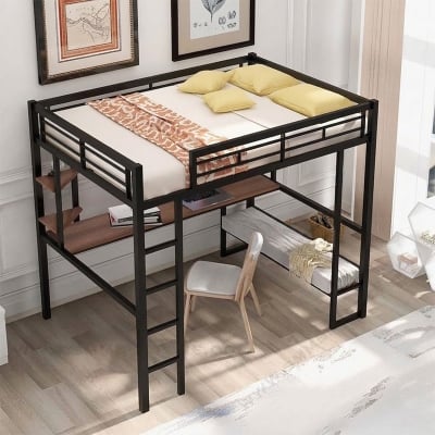 Picture of Space Saving Heavy Duty Metal Loft Bed With Desk and Sofa DLB-906-Black