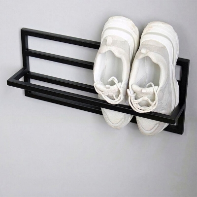Picture of Wall shoe storage, Minimalist shoe rack, Compact metal shoe storage, Schuhregal metal, Shoe rack wall mount SR 1004-Black