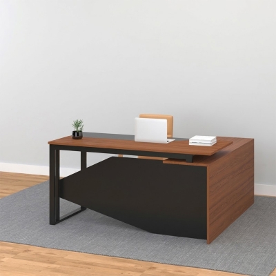 Picture of Executive Table With Side Table ET-1213-Black & Cherry Light