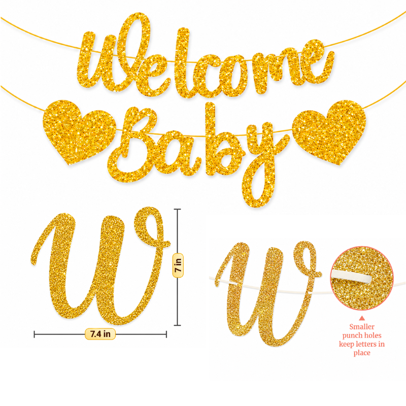 Welcome Baby Party Decoration Combo Set with Balloon Banner and Silver Foil Backdrop Package 91 Pcs