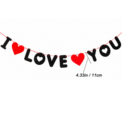 I Love You and Heart Banner Set Romantic Valentines Day and Anniversary Party Decoration 2 Pcs
