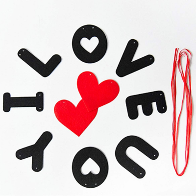 I Love You and Heart Banner Set Romantic Valentines Day and Anniversary Party Decoration 2 Pcs