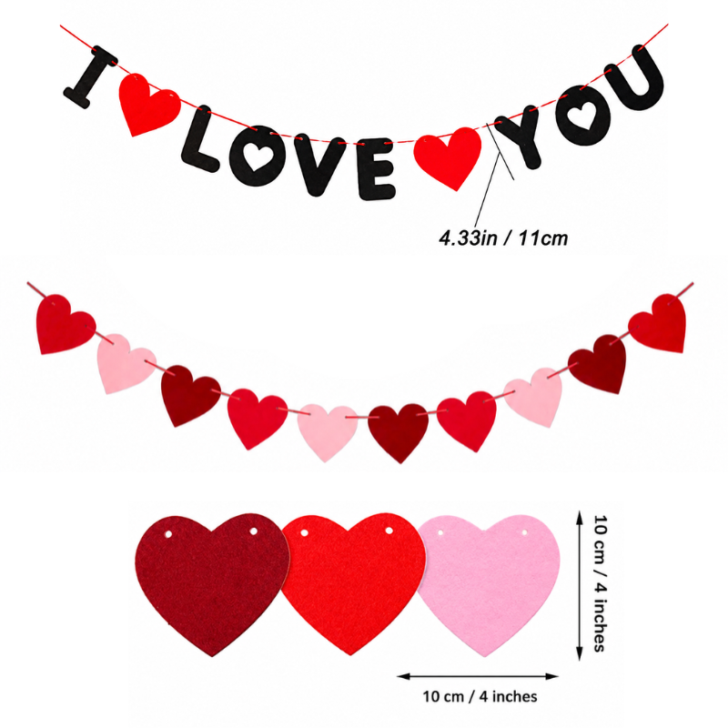 I Love You Heart Theme Decoration Combo Pack for Romantic Valentines Day Anniversary and Proposals 111 Pcs