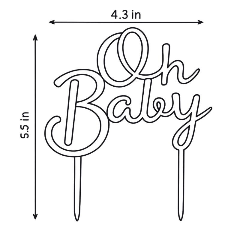 Premium Oh Baby Cake Topper Reusable and Lightweight Dessert Decoration Pick for Baby Shower and Gender Reveal Party 1 Pc