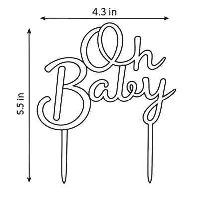 Premium Oh Baby Cake Topper Reusable and Lightweight Dessert Decoration Pick for Baby Shower and Gender Reveal Party 1 Pc