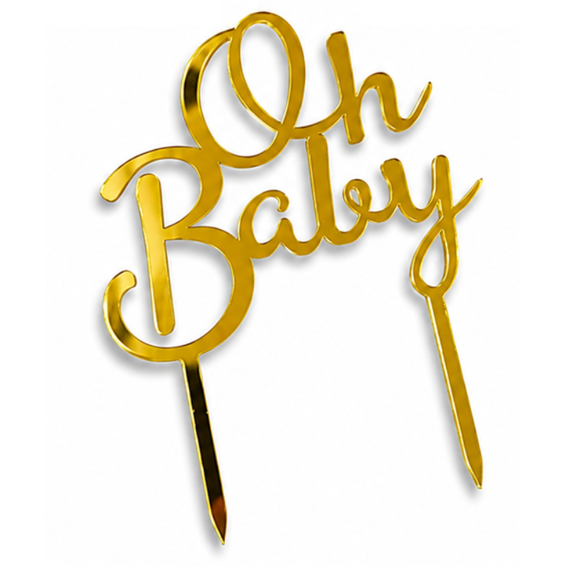 Premium Oh Baby Cake Topper Reusable and Lightweight Dessert Decoration Pick for Baby Shower and Gender Reveal Party 1 Pc