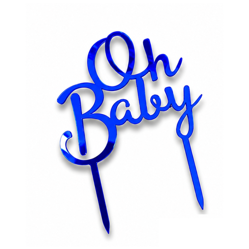 Premium Oh Baby Cake Topper Reusable and Lightweight Dessert Decoration Pick for Baby Shower and Gender Reveal Party 1 Pc
