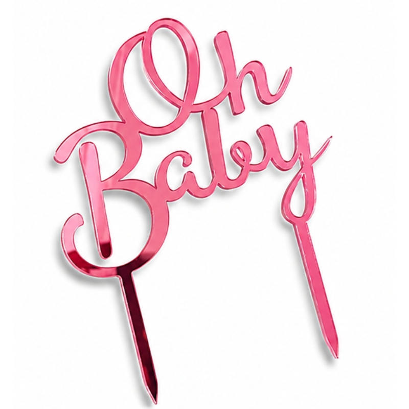 Premium Oh Baby Cake Topper Reusable and Lightweight Dessert Decoration Pick for Baby Shower and Gender Reveal Party 1 Pc