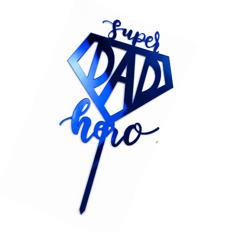 Super DAD Hero and I Love DAD Acrylic Cake Topper for Dad Celebration Cake Decor 1 Pc